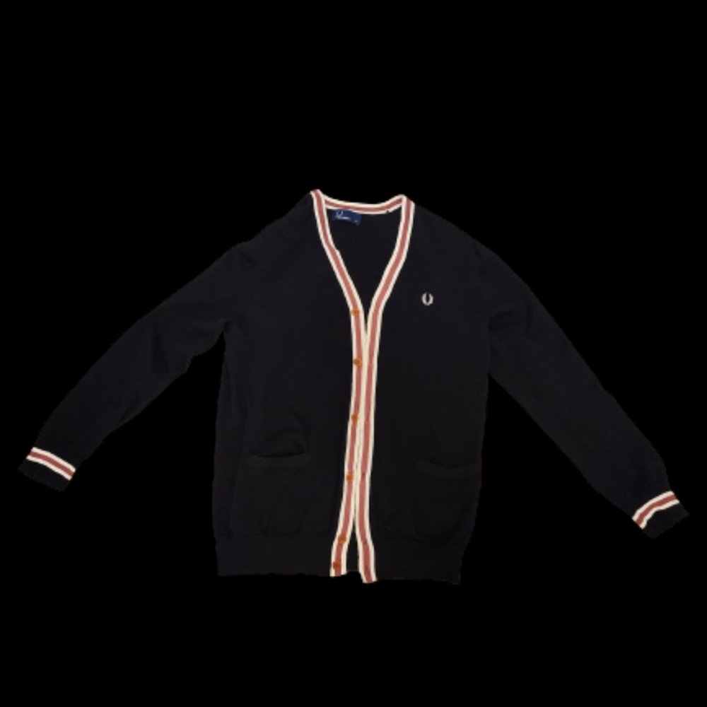 Fred Perry Dark Navy Cardigan with Maroon/White Lining